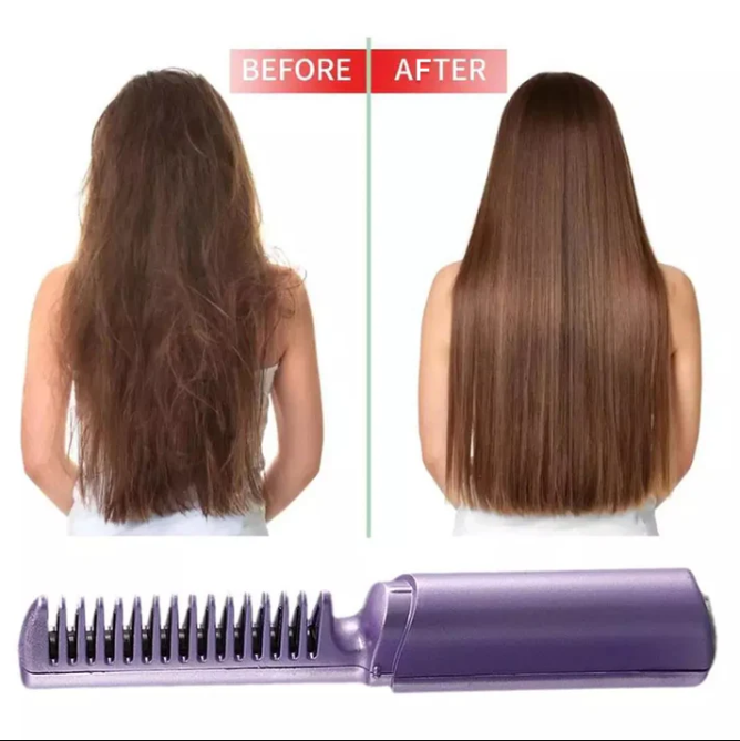 Mobile heat comb, Rechargeable Mini Hair Straightener, Travel Portable USB Charging Cordless Hair Straightener Bursh, Three Temperature Adjustments Flat Iron Comb (1 Pc)