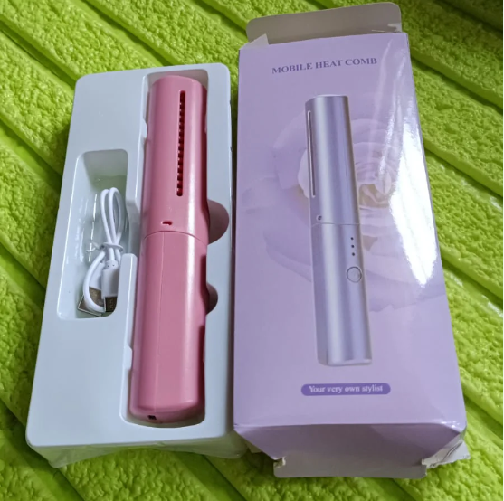 Mobile heat comb, Rechargeable Mini Hair Straightener, Travel Portable USB Charging Cordless Hair Straightener Bursh, Three Temperature Adjustments Flat Iron Comb (1 Pc)
