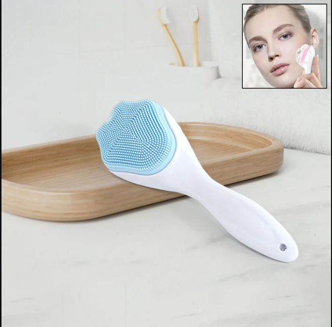 Silicone Face Scrubber Exfoliating Brush, Manual Handheld Facial Cleansing Brush (2 Pcs)