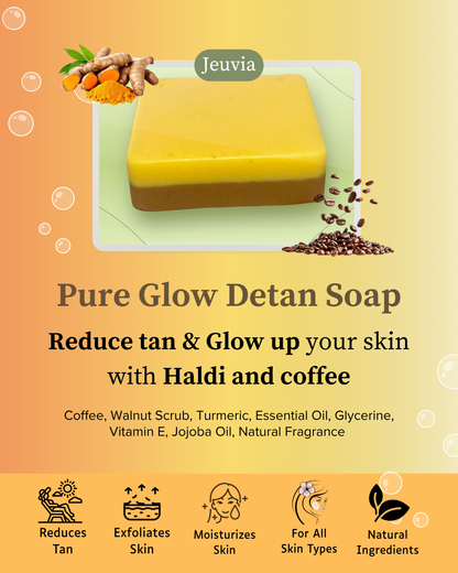 PURE GLOW DETAN SOAP (HALDI AND COFFEE) {Pack of 2 )