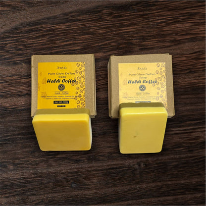 PURE GLOW DETAN SOAP (HALDI AND COFFEE) {Pack of 2 )