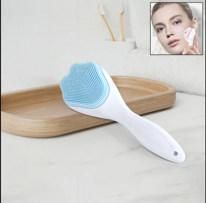 Silicone Face Scrubber Exfoliating Brush, Manual Handheld Facial Cleansing Brush (2 Pcs)