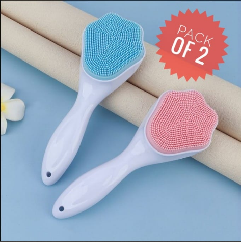 Silicone Face Scrubber Exfoliating Brush, Manual Handheld Facial Cleansing Brush (2 Pcs)